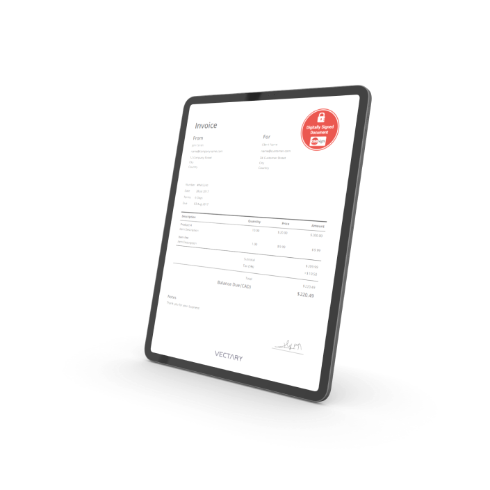 Tablet digital signature